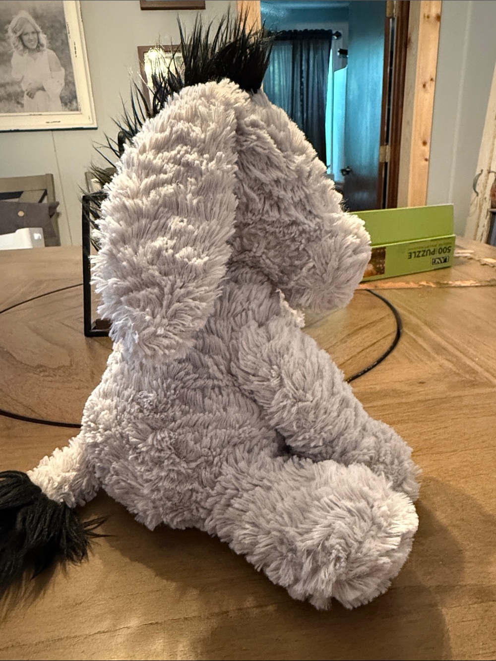 Jellycat Fuddlewuddle Retired Light Gray Plush Donkey with Black Mane - Picture 7 of 9